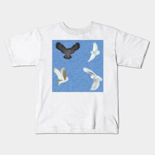 Soaring Owls Blue Kids T-Shirt